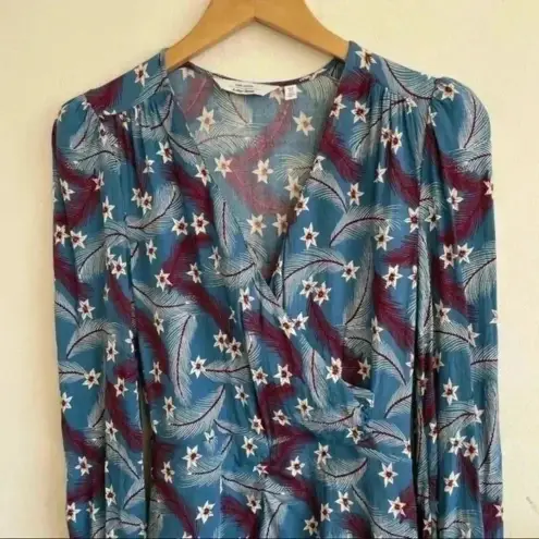 & Other Stories & Other Stories Blue Feather‎ Print Long Sleeve Mini Dress