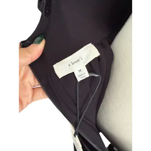 A loves A Black Feather Velvet Cocktail Midi Dress Size M NEW NWT