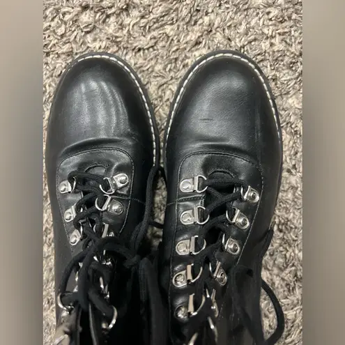 London Rebel ASOS Black Combat Lace Up Boots Vegan Leather Size 8