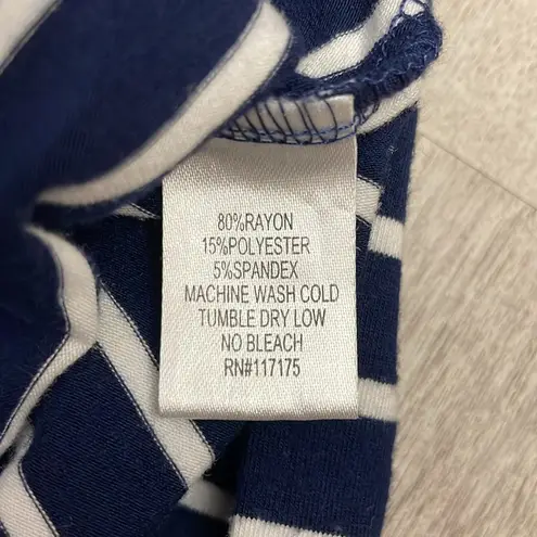 Fenn Wright Manson Navy Blue & White Striped Short Tie Sleeve Shirt Size Small