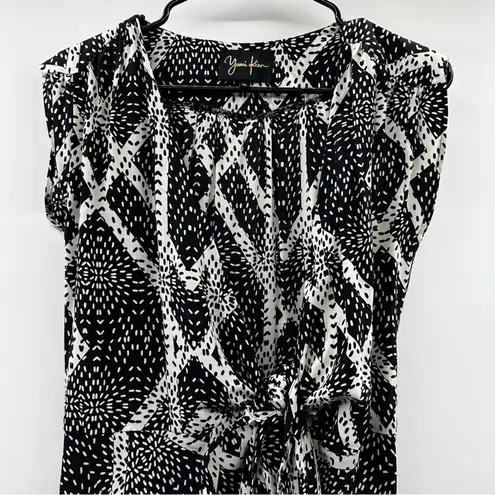 Yumi Kim 9-5 100% Silk Black & White Dimond Geometric Wrap Mini Dress Size S