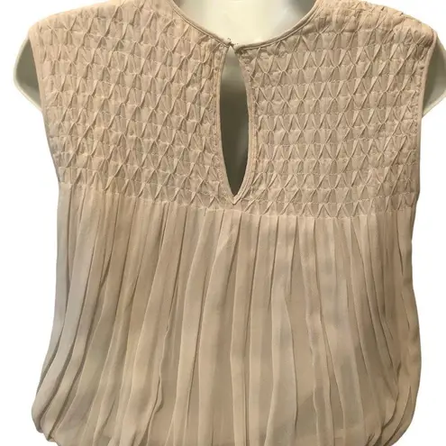 L'Agence L’AGENCE Silk Chiffon Textured Pleated Midi Dress Sz.4 Sleeveless Pin-tucks Grey