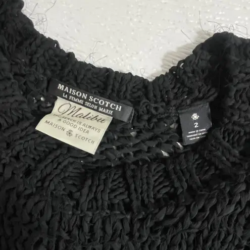 Scotch & Soda Maison La Femme Selon Marie Black Open Knit Sweater Top MEDIUM