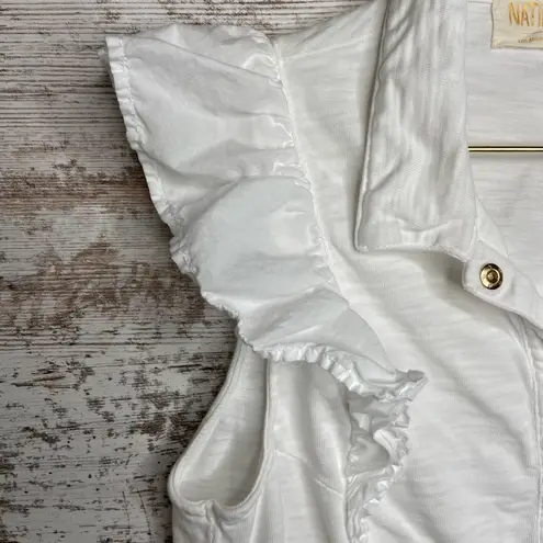 Nation Ltd Archer Ruffled Button Up Top sz Medium White EUC