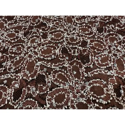 Maggie Barnes Vintage Brown Tunic Top White Micro Beaded Size 3X Glam Party