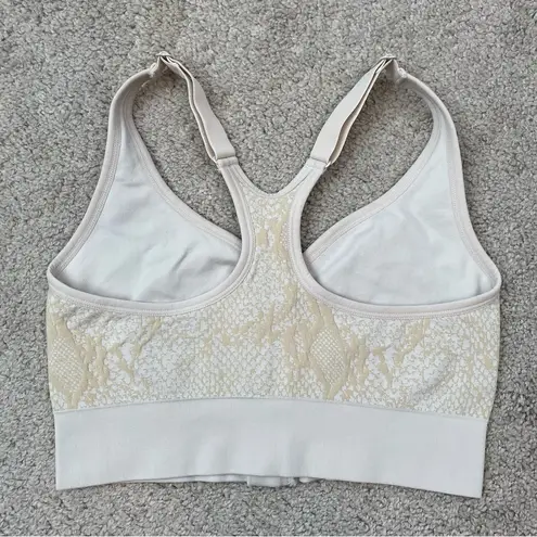 Free People  Zip Service Snakeskin Print Sports Bra Muted Beige XS/S