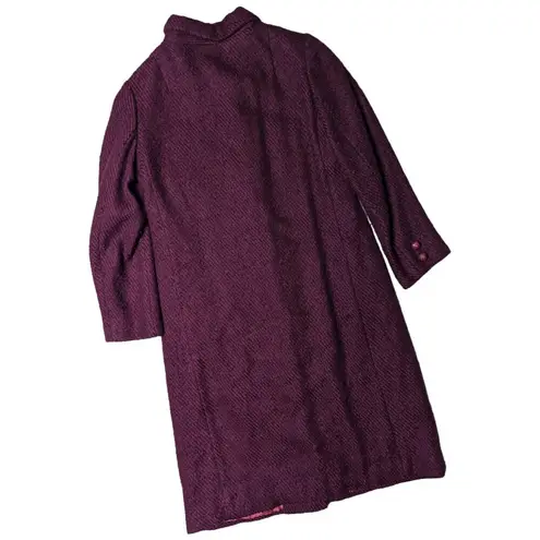 Vtg 1960s Ole Borden Arthur Cole Burgundy Textured Wool Button Up Duster Coat M Size M