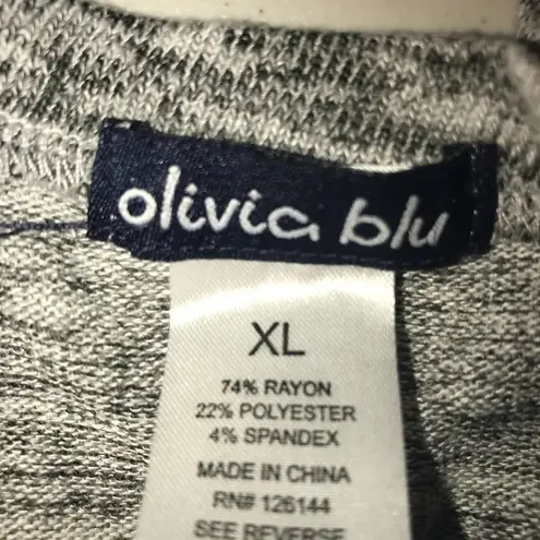 Olivia Blu GRAY 3/4 SLEEVE TIE FRONT LEFT SOFT CHIC TOP SIZE XL