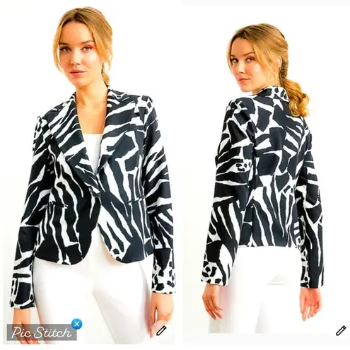 Joseph Ribkoff  Black/White Animal Print Blazer