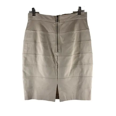 NWT Worth Almond Butter Beige Stretch Cotton Pencil Bandage Skirt Size 6 Tan