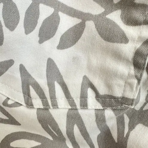 Elliott Lauren Leaf Print Pants Sz 8 Cropped Resort Chic Botanical White Gray