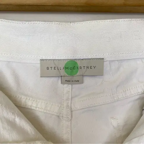 Stella McCartney Distressed Star Pattern 5-Pocket Denim Shorts in White Sz 28