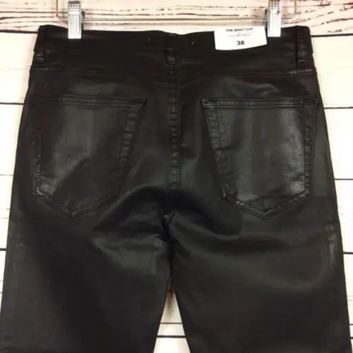 ZARA NWT Coated Black Cropped Bootcut Flare Jeans Sz 6