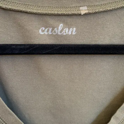 Caslon π« 3/4 Sleeve Stretch Cotton V-Neck, Long Tee, Olive Green, Plus-Size 2X