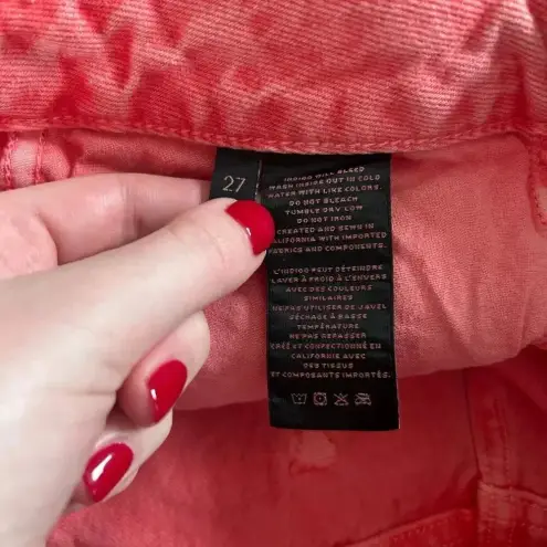 J Brand J. Brand Gracie Cut Off Denim Shorts Signal Pink High Waist Cut Raw Hem Size 27