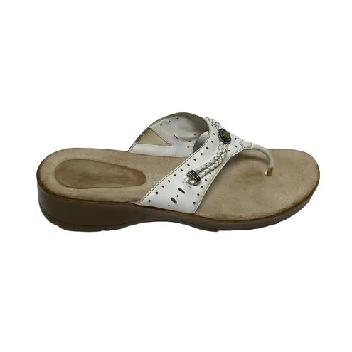 Bare Traps Womans White Slide Slip On Sandals Size 8 Leather