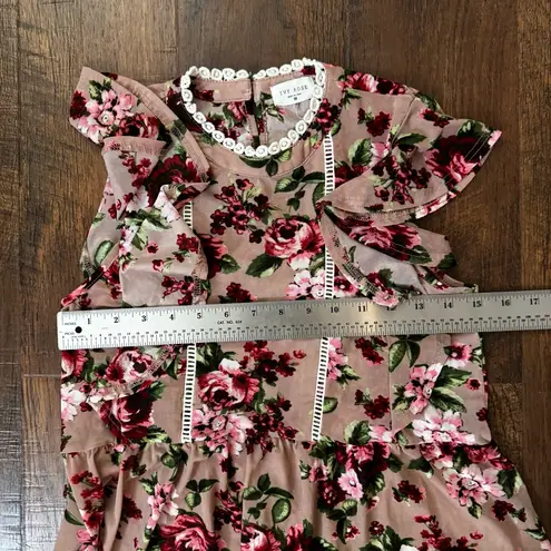 IVY ROSE baby doll floral print top with butterfly sleeves, size M Pink Size M