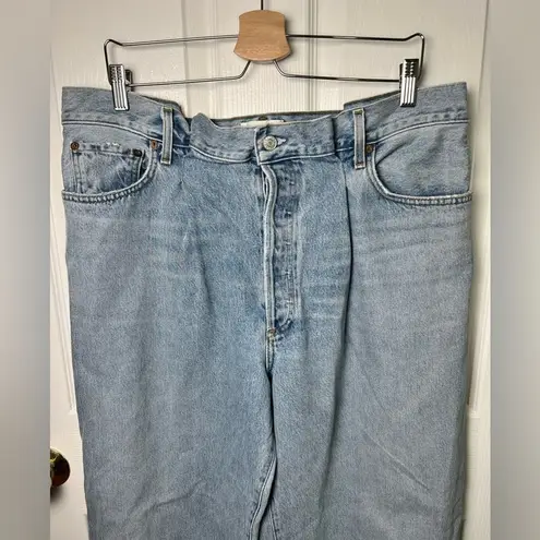 AGOLDE  Womens Dax Upsized Wide Leg Pleated Light Wash Jeans in Sideline 31