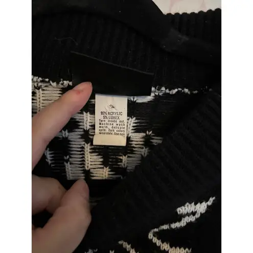 Vintage 80's Pointsettia Ugly Christmas Sweater XL Black