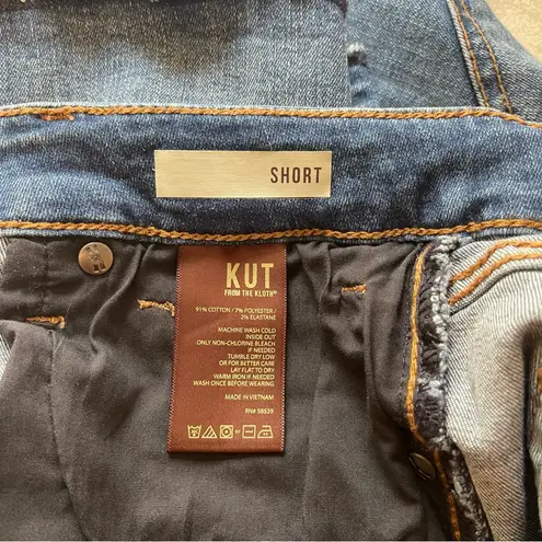 Kut From The Kloth  Blue Jean Shorts with Frayed Hem - Image 8