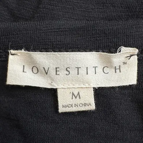 Lovestitch Black Side Lace Up Asymmetrical Hem Top, Sz Medium