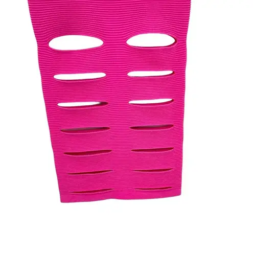 Cushnie et Ochs Pink Ribbed Knit Slash Slit Bandage Skirt Size XS