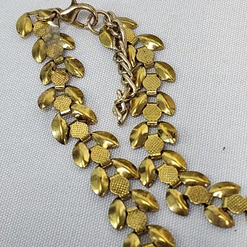 Mixed Media Statement Necklace with Earrings Gold