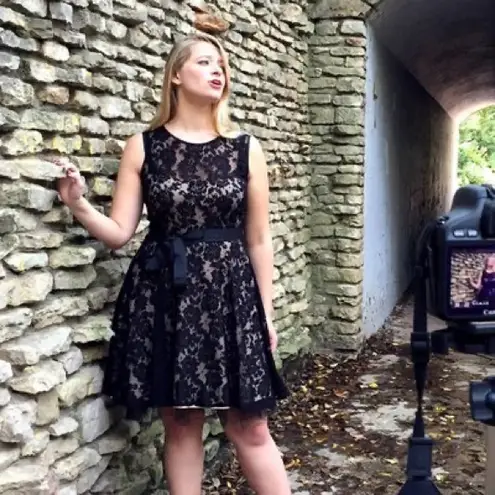 Betsy and Adam Elegant Black Lace Dress