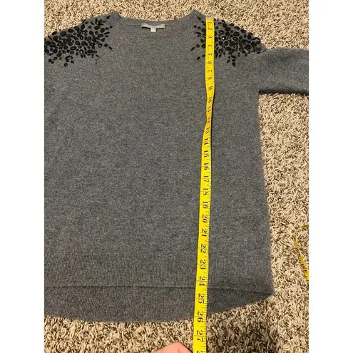 Neiman Marcus Cashmere Collection Gray Beaded Sweater Sz S Capsule Wardrobe