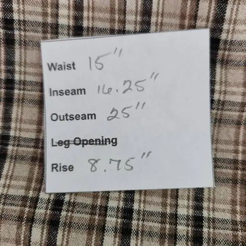 Allison Brittney Brown Plaid Pedal Pushers Size 8 Brown Plaid Retro Long Shorts