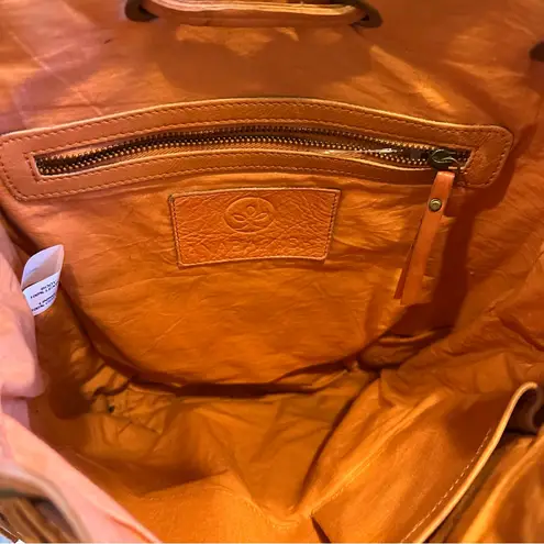 Orange Woven Leather Backpack