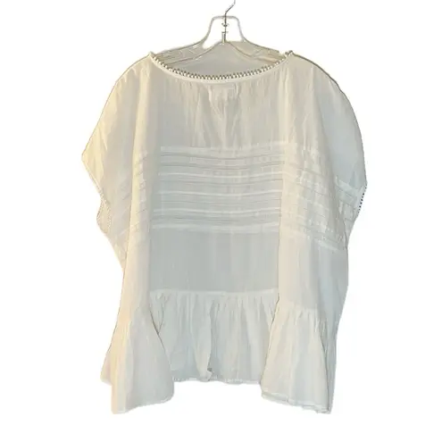Velvet By Graham And Spencer WHITE Baby Doll Cotton Top Anthropologie Size Med