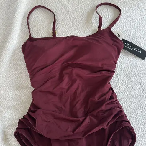 La Blanca Island Goddess Lingerie One Piece - Dark Cherry, Size 6, $83