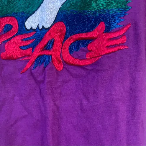 Vintage 80s 90s Greenpeace single stitch embroidered rainbow dove purple… Purple Size L