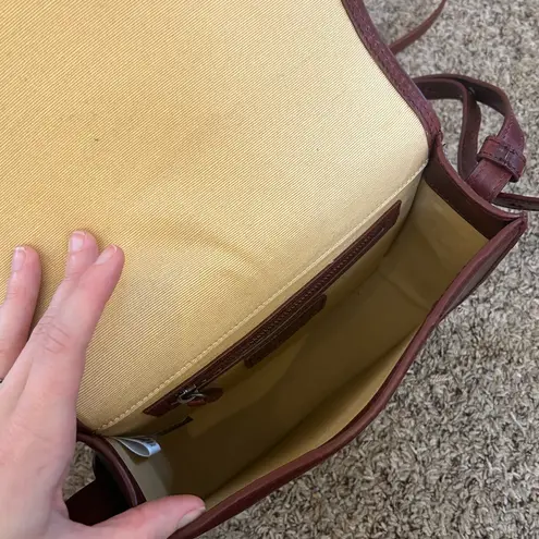 LL Bean Signature think hide leather maroon burgundy red brown structured bag