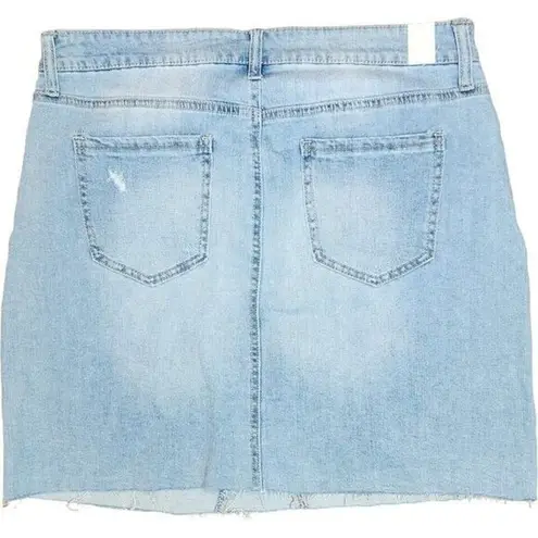 CP Jeans Womens 13 Light Wash Denim Mini Skirt Distressed Pearl Raw Hem Summer Blue Size undefined