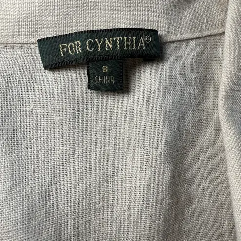 For Cynthia Linen Blend Lagenlook Shirt Dress Large Sleeveless Pockets Small