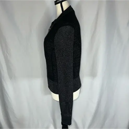 White + Warren Asymmetric Zip Up Blazer Jacket Size Small MOTO Motorcycle Biker Black