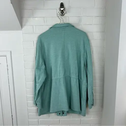 Lands’ End Teal Aqua Knit Snap Front Lightweight Jacket Size 1X Green