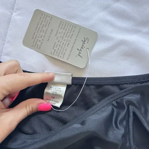 NWT Spiegel Womens 10 Bikini Set 2PC Black Top Bottom High Waisted Vintage 90s