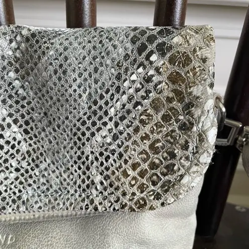 Liebeskind Berlin Nyala Goat Leather Colored Snake Crossbody Purse Bag Grey