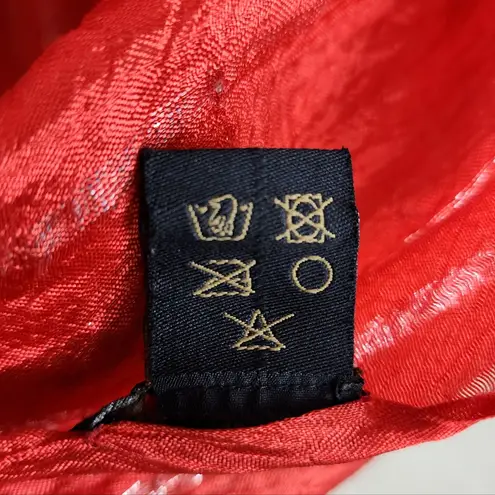 Lounge Scarf Silver Metallic Red Orange Viscose 72x40