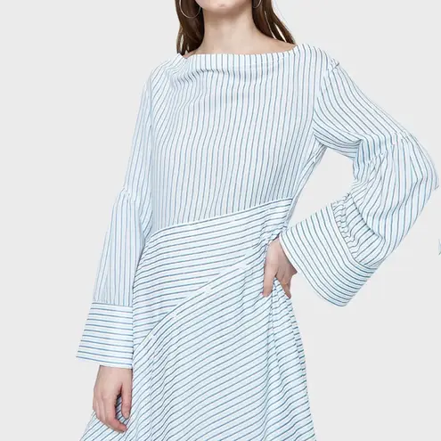 3.1 Phillip Lim Long Sleeve Shirting Striped Asymmetrical Shirt Dress