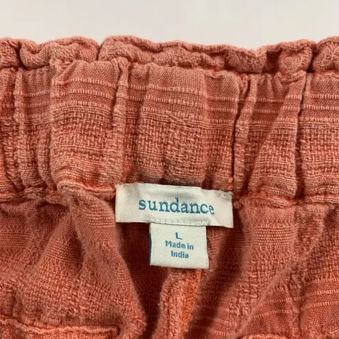 Sundance Washed Coral Textured Cotton Relaxed Leg Pants L