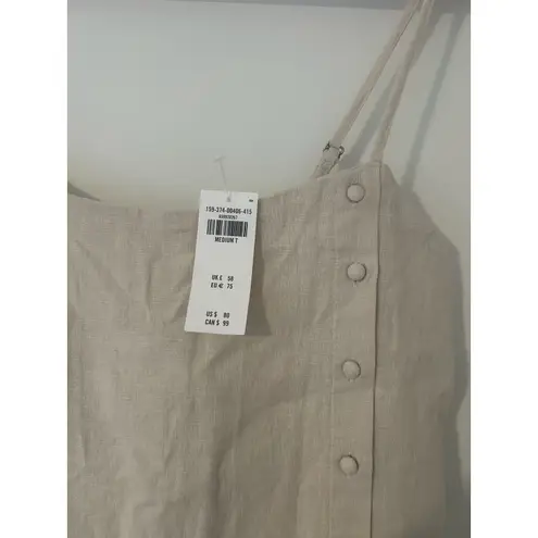 Entro NWT Abercrombie Fitch Button Front Dress Tan Linen Cotton Blend M Tall Skort MT