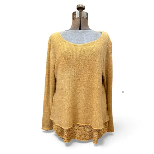 Belle France Wool Blend Sweater with Ditsy Floral Lining Made In Italy Yellow Size XL