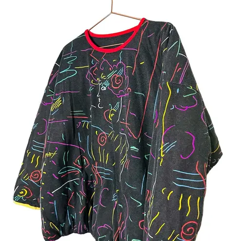 PETER MAX Vintage Custom Design Geo Face Neon Sign Reversible Sweatshirt Size L Size L