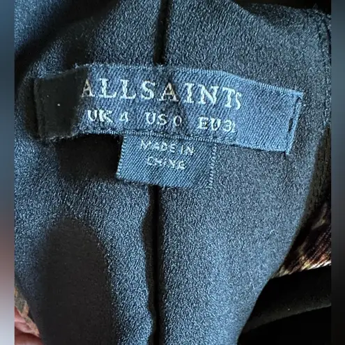 ALLSAINTS Elodie halftone dress in burgundy