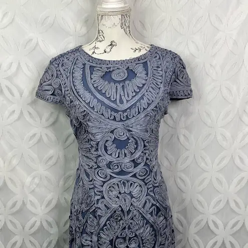JS Collections SOUTACHE Ribbon Lace Mesh Stretch Sheath Dress Size 10