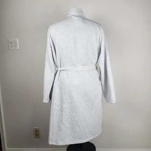 NWT Daydream by Berkshire Quilted Robe Light Grey Pockets Cotton Blend Size L Size L